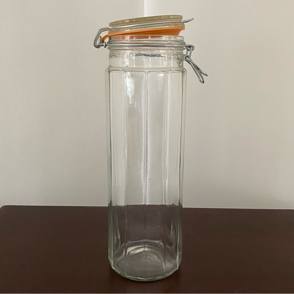 Vintage Glass Pasta Canister With Clamp Lid - Picture 3 of 10
